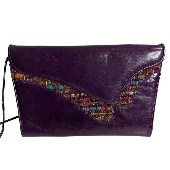 Stuart Weitzman Vintage Plum Tweed Handbag - Picture 1 of 5